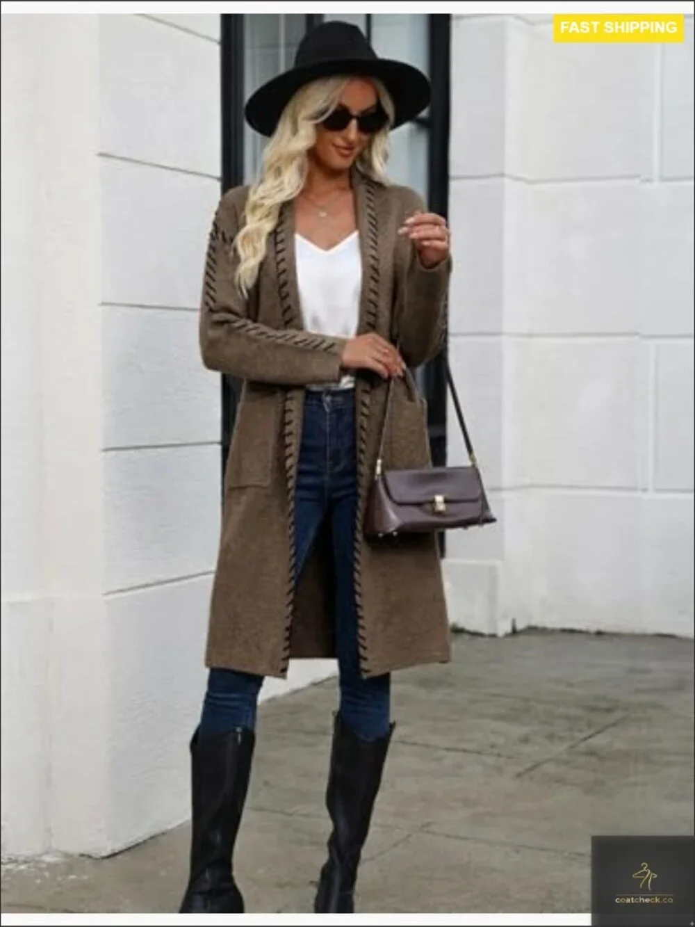 Oversized Chunky Knit Cardigan Sweater Coat with Pockets Long Open Front_5